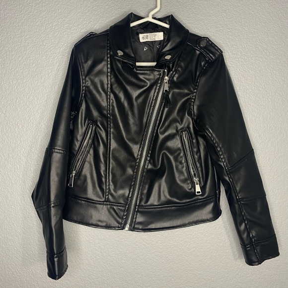H&M Jackets & Coats Girls Hm Faux Leather Moto Jacket Poshmark